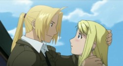roxanneocasio:  This episode of Fullmetal Alchemist: Brotherhood aired recently, and this is by far my favorite moment. Edward: [About to head west] Listen Winry... Winry: Well? What? Just come out and say it. [After a minute, Ed finally speaks his mind.]