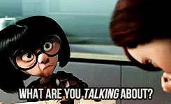 dduane:  ohmyhelbig:  FINALLY IT IS HERE.  My favourite scene.   Edna Mode, my favorite character in “The Incredibles”!  A combination of Edith Head and Linda Hunt.