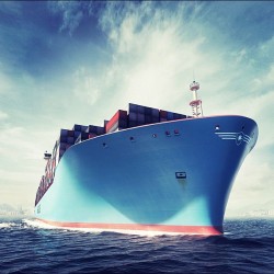 maerskline:  Visualisation of the new Triple-E vessels - the world’s largest ship #maersk #vessel #ship #ocean #sea #waves #bow #sky #blue #triplee #clouds #shipping (Taken with instagram) 