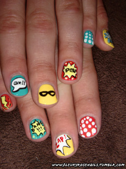 fashiontipsfromcomicstrips:  Manicure Monday: Comic nails, by