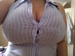onlycutechubbygirls:   ____________________ Submission.  this is what i like to see her tits sooo big bulging open her blouse making the buttons burst open,mmmmm,xxxxx.