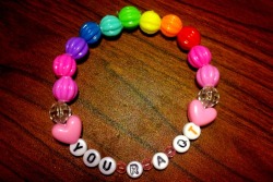&ldquo;You r a QT&rdquo; Rainbow Kandi I made for Nocturnal.
