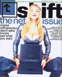 david-reeves:  Porn star Web entrepreneur Danni Ashe on the cover of the October 1996 issue of “shift”, a now defunct Canadian computing magazine. 