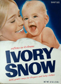 Marilyn Chambers holding a baby on the Ivory Snow box, 1971