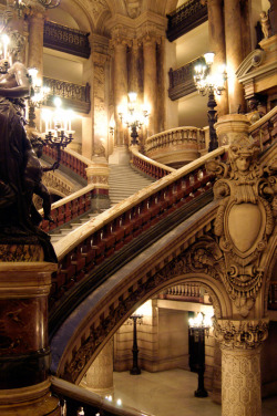 interiorstyledesign:  Neoclassical details and sweeping grand staircases inside L’opéra Garnier (the Paris Opera House), Paris, France 