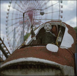 flyingmangos:   These are taken from the abandon Takakonuma Greenland Park of Japan. The park opened in 1973 and shut down only after two years of service; common lore says that the rides were due to many accidental deaths. It was reopened in 1986 and