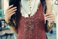 What-Do-I-Wear:  Leyendecker Dress And Knit Vest, Ak Vintage Necklaces, Beso Beso