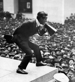 1bohemian:  Charlie Chaplin Speaking at War Rally Original caption:1917-New