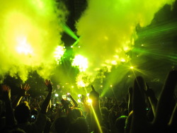 princessnumberthree:  Porter Robinson &amp; Tiesto at the JLC, London ON. Green is one of my favourite colours.  &lt;3 