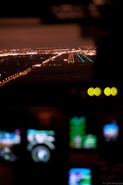 youlikeairplanestoo:  Cockpit. Nighttime. Delicious Bokeh. Really digging this cockpit shot by Bufalino Photography. Used with permission. Full version here. 