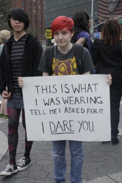 guardianangelof5hommos:  acciobenedictcumberbatch:  fuckyeahrainbowhair:   fallingfate: rapeculturemakesmeangry:  This is from the slut walk. One of the arguments is that girls ask for rape because they wear slutty clothes, short skirts, tight, low-cut