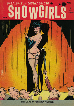   Cartoonist Bill Ward (aka. “McCartney”) creates a devilish cover for the July ‘57 issue of ‘SHOWGIRLS’ humor digest..  