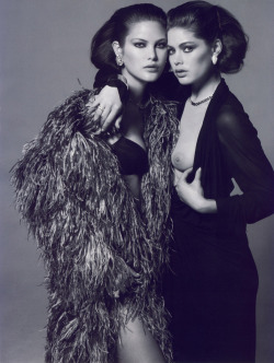 Catherine McNeil and Doutzen Kroes Photography by Peter Lindbergh Styled by Carine Roitfeld Published in Vogue Paris, June/July 2008