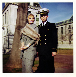 In the Spring of &lsquo;59,&ndash; Mary Goodneighbor (aka. Irma The Body) poses for a series of formal Engagement photos on the property of the State Capitol; in Maryland .. She had planned a December wedding to her beau: Midshipman John Knief; who was