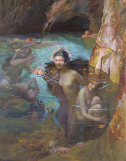 missfolly:  Sea Nymphs at a Grotto, by Gaston Bussiere, 1924 