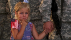 cottoncandykid:  bravery-is-a-weakness:  skycum:   Story behind this? Her dad was leaving on a 2 year deployment. She was crying, and wouldn’t let go of her dad’s hand, even when he stood in line, saluting. No one had the heart to break them apart.