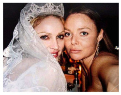 madonnascrapbook:  Madonna and Stella McCartney on her wedding day to Guy. 