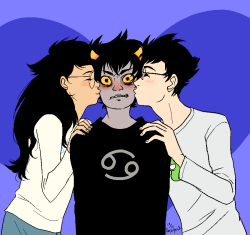 fastpuck:  a little get-well thing for hamlet :”D (WHO HAD BETTER NOT BE ON THE COMPUTER TO SEE THIS UNTIL SHE IS WELL) also a thing for everyone who likes john/karkat/jade i guess!! ♥♥♥ bonus gif  I already sobbed to Puck about how amazing he