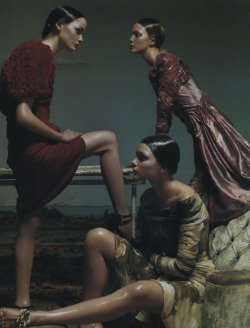 Jessica Stam, Caroline Trentini and Lisa Cant by Steven Meisel for Vogue Italia March 2005