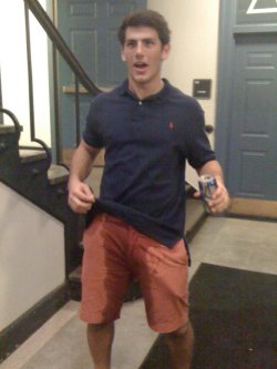 beersinthepants:  Photo sent in from Alix… GRADE: B- COMMENTS: FRATS ARE COOL! FRATS ARE COOL! FRATS ARE COOL!  SIDE NOTE: Alix. That’s a hot name. Poke me on facebook?     &ldquo;Totally just beer, bro. Nah, I didn’t piss my shorts.”