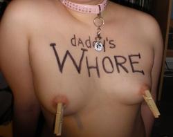 spankmeimabadgirl:  rapemeat-2:  There’s a dirty whore that calls me Daddy. This gives me an idea…  Fuckk. I want to do this…