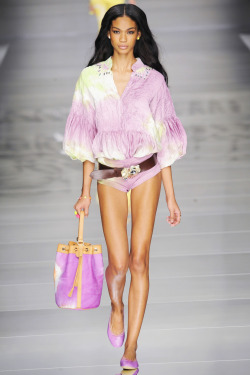 catwalkqueens:  Chanel Iman Blumarine S/S 2010  I personally think Chanel Iman is more suited for fashion than lingerie 