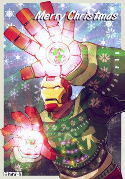 justinrampage:  Iron Man breaks out the classic Christmas sweater along with an upgraded set of hand repulsors. Another hilarious marvel remix by Marco D’Alfonso. Related Rampages: Mo Money Mo Problems (More) An Iron Man Christmas by Marco D’Alfonso