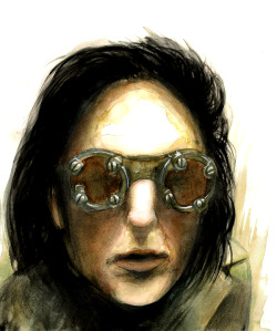 Trent Reznor + goggles = epic winAlso, &lsquo;Closer&rsquo; is the best, creepiest music video ever &lt;3 Watercolours, ink, coffee, acrylic paint