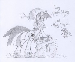 ask-twilightsparkle:  Sorry for being so late ! Hopefully I can answer more questions later~Merry Christmas and Happy Hearth’s Warming ! &lt;3 As you can see I’ve prepared some gifts for all my friends……. Wait, who wrote this… there… Oh,