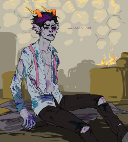 fastpuck:  help, i can’t stop drawing people all beat up also, i had never had so many feels for eridan until i read hemostuck  Quite literally swooning over Puck&rsquo;s art.. YET AGAIN! So flawless!