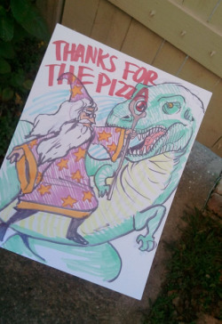 hardboiledlobster:  archaeosaur:  battlesuit:  ok so I ordered a pizza and didnt have any extra cash for tip and i was freaking out about that, so I drew this and gave it to the pizza guy (he was laughing) i hope he likes it haha  this is fucking excellen
