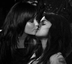 celebsnboobs:  Demi Lovato and Selena Gomez having a nice smooch ;)