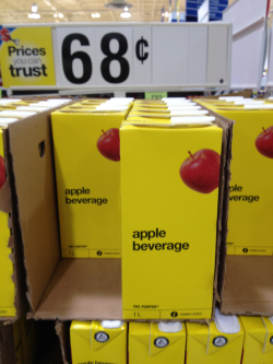 friendbot: princessrobocop:   raccoon-butts:  wow i sure am thirsty for some apple beverage oh boy  prices you can trust, products you can’t   Graphic Design has gone so minimalistic it’s morphed into Uncanny Nondescript. My brain tells me there is