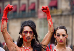 tzintzuntzan:  Trans activists in Mexico City, protesting violence against the LGBTQ community. 