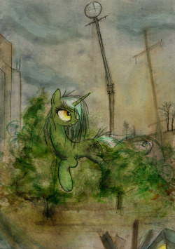 askredeye:  A painting of my first love, Willow Stalk I commissioned from FoxInShadow using the meager resources I could access remotely. Yes, that’s her, stepping uneasily out of a bush after I discovered her. Distracting me by scared glance to the