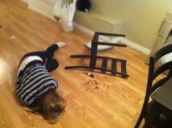 roachpatrol:  rainbowbarnacle:  xploren:  My cousin, ashamed after building a chair from IKEA.  Oh god I feel terrible for cackling at this.  Help every time I stop laughing I just look at that fucked up chair again.  