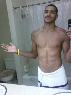 he has a clear shower curtain.  i would like to walk in on him taking a shower.