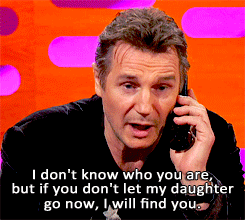 themcavoys:  Liam Neeson recording a voicemail message for a fan 