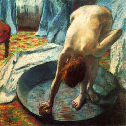 Bathing. Woman in the Bath. Edgar Degas.
