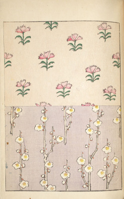 lesfoudres:  (via Smithsonian Institution Libraries : Vol. 1 - Pink blossoms on white background/White blossoms on pink background - verso SIL33-161-06) Pink blossoms on white background. White blossoms on pink background. 