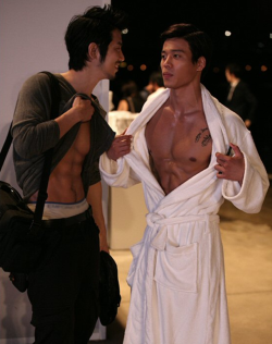 iheartsgboy:   somehow I considered this HOT…. asianmales:   I have hard abs. Oh, yeah? Look at my tits.     i LOVE this pic =) sexy! HOT!