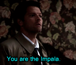 longlivetheboyking:  Ian Somerhalder as the Impala   Ianpala meets Castiel, and appearantly he knows all of Cas’ dirty secrets. (It’s up to you who you want to imagine Cas did those ‘worse things’ with.)  