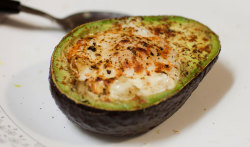 girlgrowingsmall:  So I made this for dinner tonight. OMG SO GOOD!!!! DO IT! (Not my pic, though. I ate it before I could take a pic. lol)    Let me give you my super tasty version of the recipe (this part is mine): Avocado prep: Halve it, pop the pit