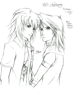 hiddeninmystery:  I know Marik’s hair aren’t correct, i had no reference in college drawing this, besides the teacher was about to take this away from me…. This is also made super fast, proportion and perspective may be off. THE FACES LOOK FUNNY,