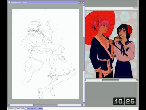 onorobo:  nadzo3:  8 feb 2012 long time, no drawings.find Hamlet’s pic on my desktop and tried to do sketch of shojo Hamlet and Ono.(I’m sorry, Ono, you probably do not wear skirts D’:) Thanks to iCephei for this vid!  OOOOO!  OMG!  This is so