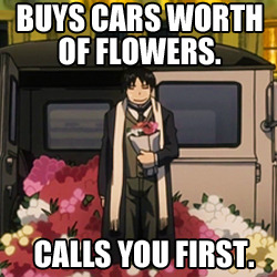 colonel-mustang:  Success Roy got kinda drunk and bought you some flowers for Valentine’s day. 