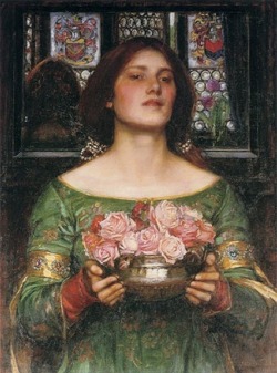 fluxstation:  Gather Ye Rosebuds While Ye May. John William Waterhouse. 1908. Oil on canvas. 61.6 × 45.7 cm (24.3 × 18 in). 
