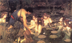 fluxstation:  Hylas and the Nymphs. John William Waterhouse. 1896. Oil on canvas. 98 × 163 cm (38.6 × 64.2 in). City Art Galleries, Manchester. Image link.  Probably my favourite painting in the world.
