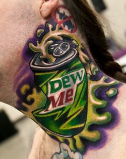 fucknotobadtattoos:  I’ve noticed this tattoo circulated the net pretty quick.. but with the wrong credited artist ; [ WAH! This funny little necker even got ‘Best in the Midwest’ at a convention in Iowa. So let’s try to spread this one around