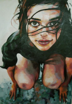 thomassaliot:  Kneeling girl oil on canvas Oil on canvas 